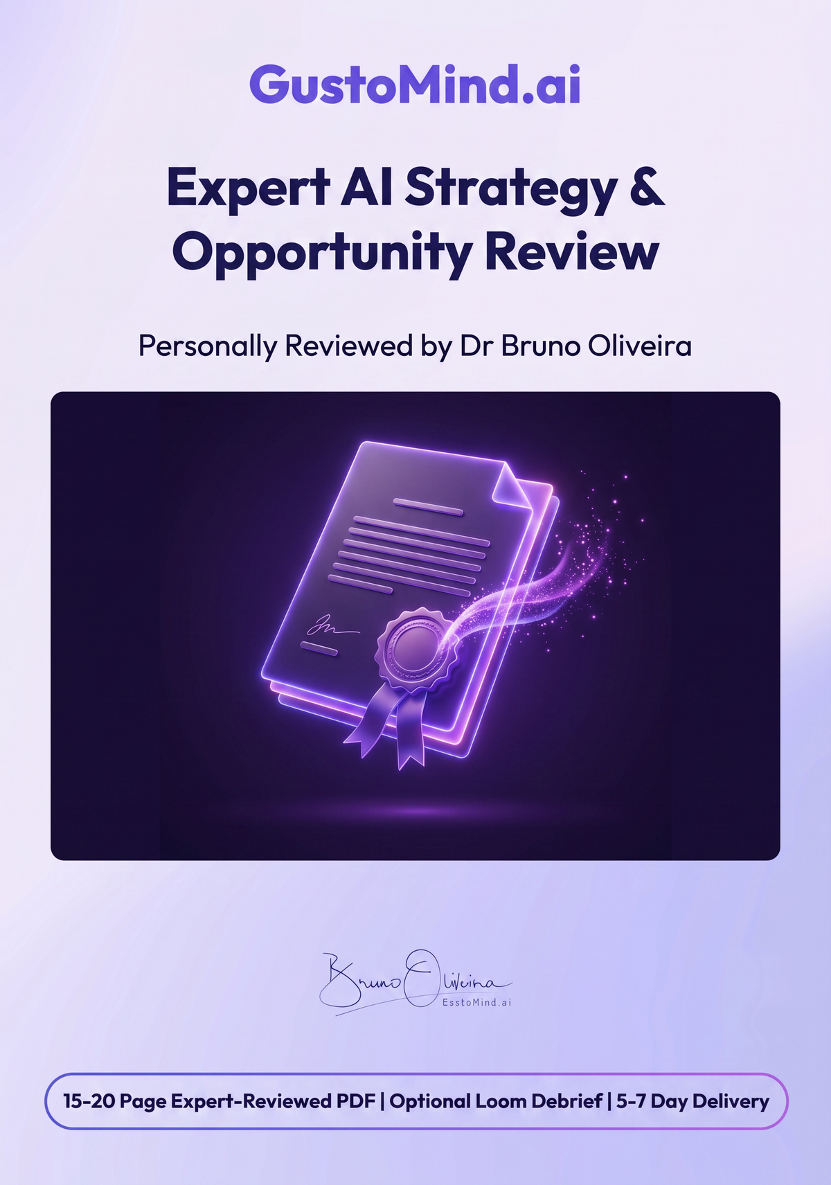 Expert AI Strategy & Opportunity Review cover — personally reviewed by Dr Bruno Oliveira