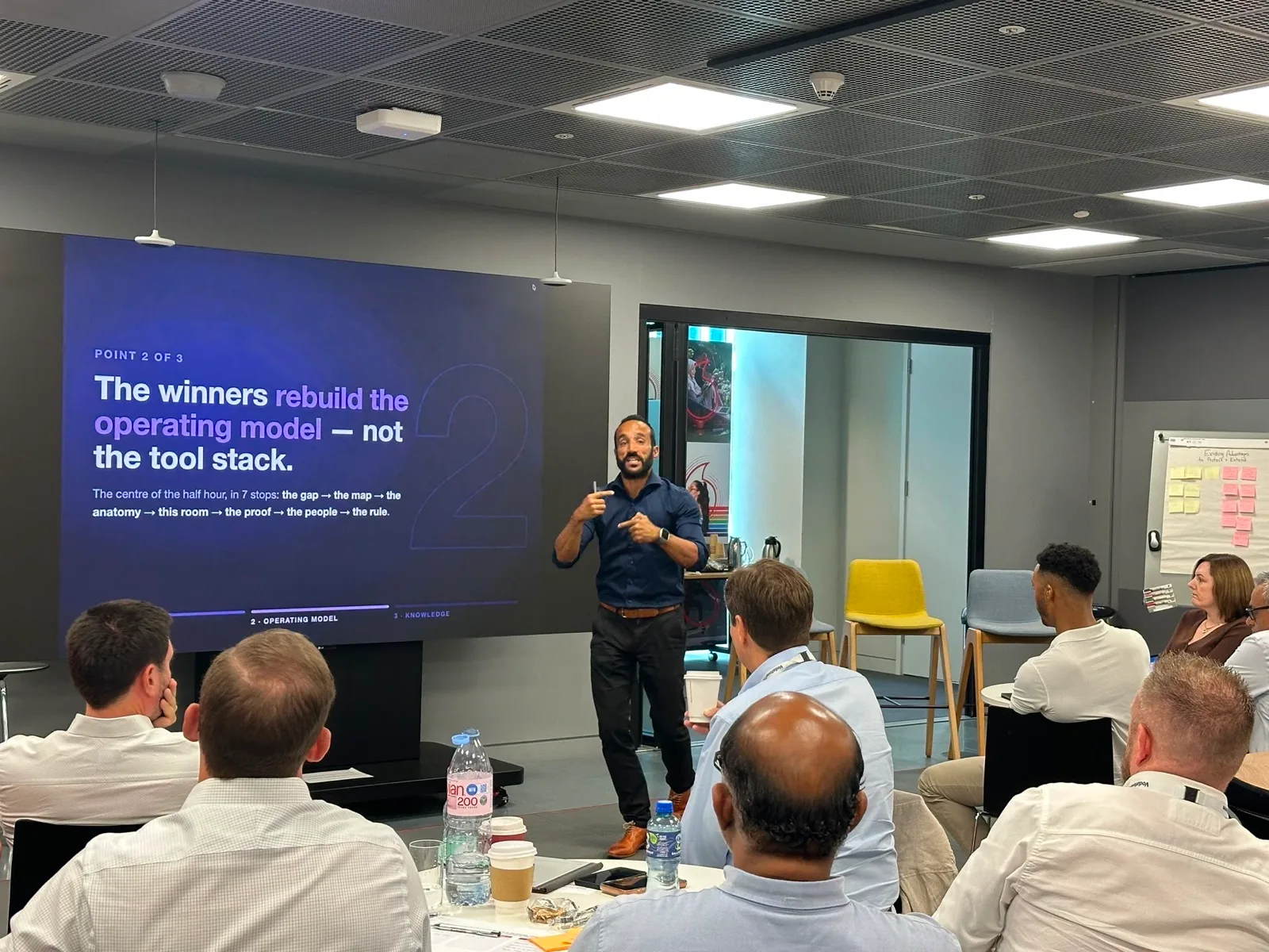 Dr Bruno Oliveira presenting 'The winners rebuild the operating model — not the tool stack' at the Vodafone Business UK strategy day